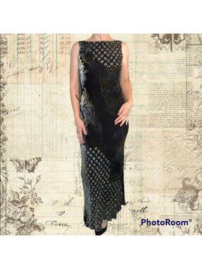 Iridescent Gray Velvet Hand Beaded Lux Evening Gown